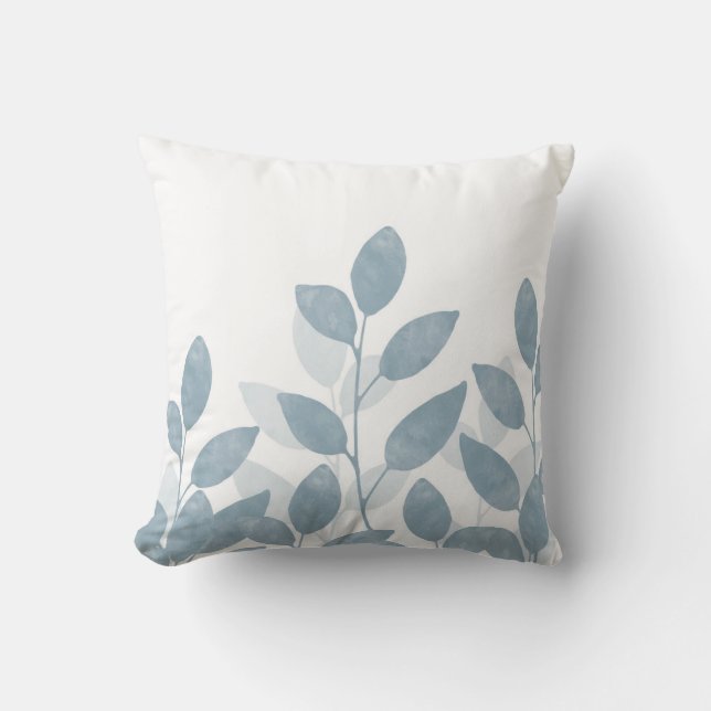 Coussin Aquarelle en ardoise douce Feuilles (Recto)