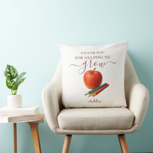 Coussin Aquarelle Enseignant Apple - Cadeau Merci