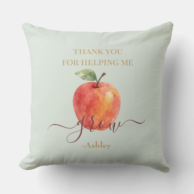 Coussin Aquarelle Enseignant Apple - Cadeau Merci (Recto)
