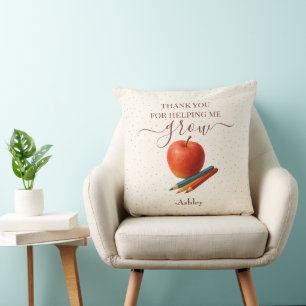 Coussin Aquarelle Enseignant Apple - Cadeau Merci