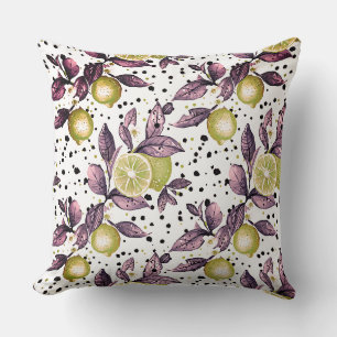 Coussin aquarelle esquissée détaillée de feuilles vertes,