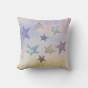 Coussin aquarelle étoile design dans les couleurs pastel