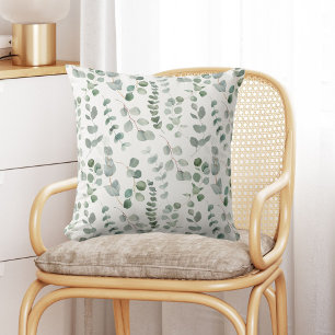 Coussin Aquarelle Eucalyptus motif floral extérieur