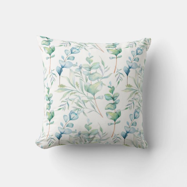 Coussin Aquarelle Eucalyptus Motif Jeu d'oreiller (Recto)