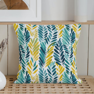 Coussin Aquarelle Feuillage Moderne Abstrait de Printemps