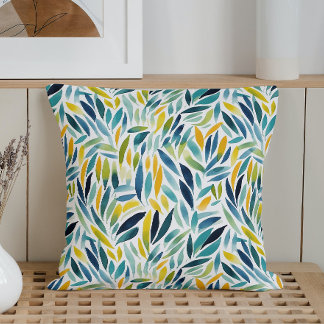 Coussin Aquarelle Feuillage Moderne Abstrait de Printemps