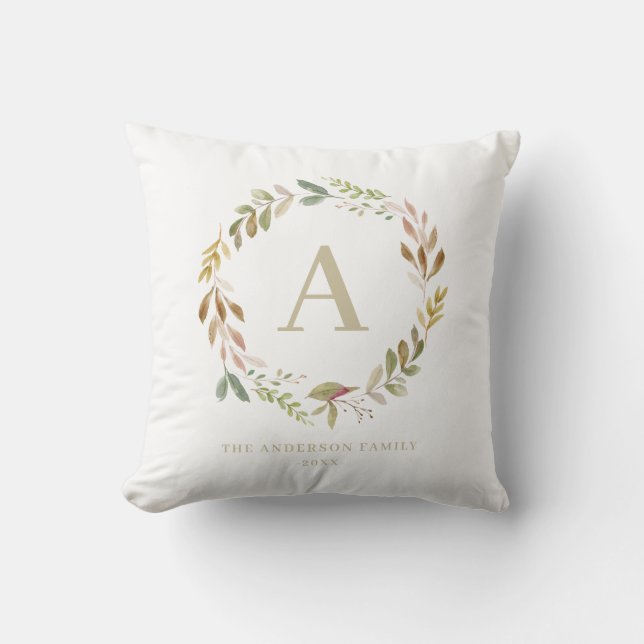 Coussin Aquarelle feuillage photo cadeau personnalisé (Recto)