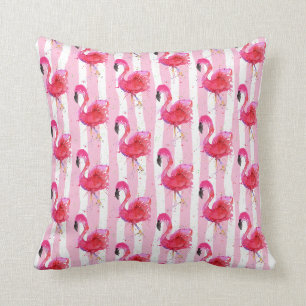 Coussin Aquarelle Flamant rose rose Jeu