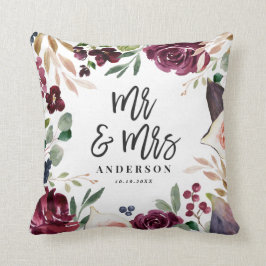 Coussin Aquarelle fleurie + script jour de mariage Mr & Mr