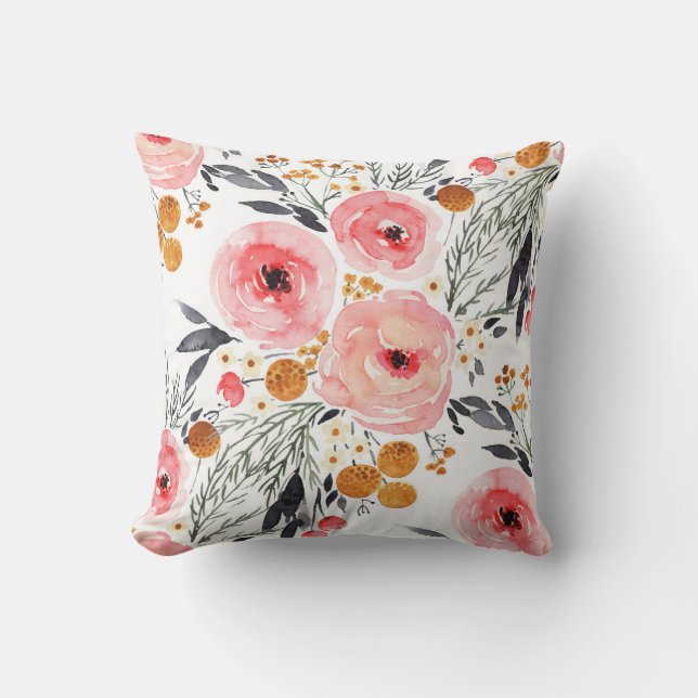 Coussin Aquarelle Floral Boho Jeu d'oreiller (Recto)