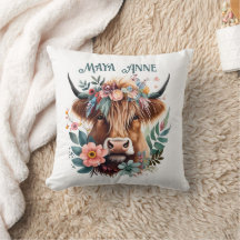 Aquarelle florale de la vache de Highland