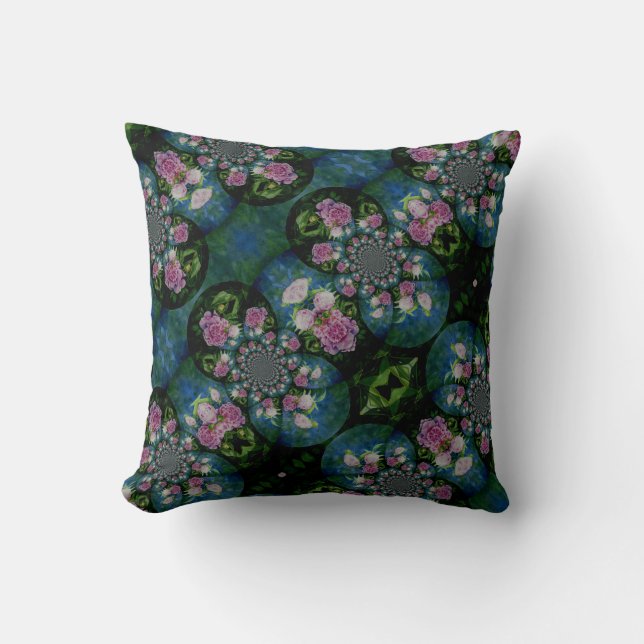 Coussin Aquarelle florale de pivoine rose blanc (Recto)