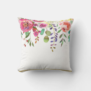 Coussin Aquarelle Florale Fleurs Moderne Colorée Gras