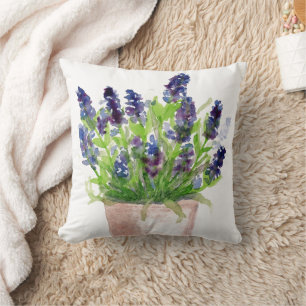 Coussin Aquarelle Florale Lavande
