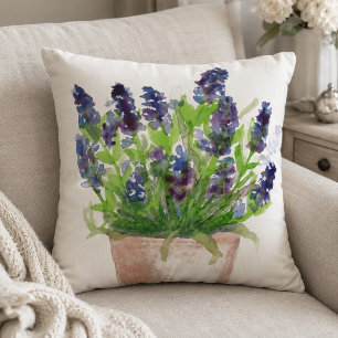 Coussin Aquarelle Florale Lavande