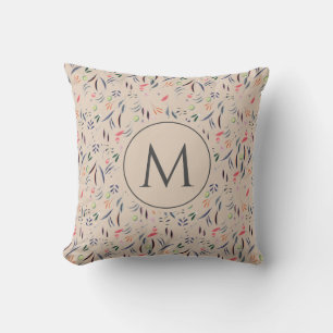 Coussin Aquarelle Florale MONOGRAM Beige