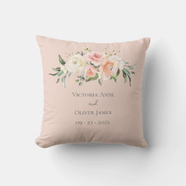 Coussin Aquarelle florale rose vif Mariage élégant