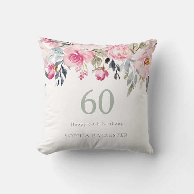 Coussin Aquarelle floue magnifique 60e anniversaire (Recto)
