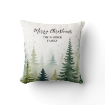 Aquarelle Forêt de Noël Arbres neige hiver