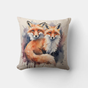 Coussin Aquarelle Fox Duo