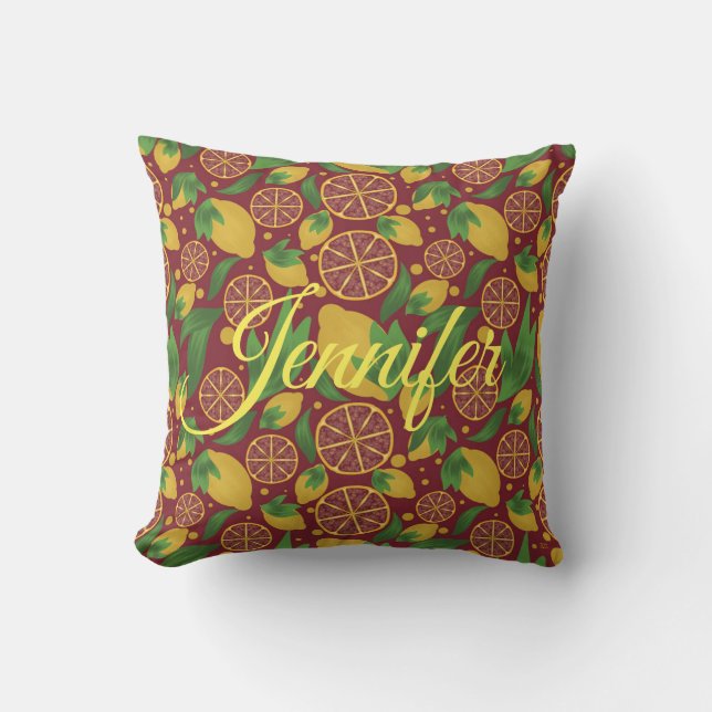 Coussin Aquarelle Fruit rouge citron Personnalisé (Recto)