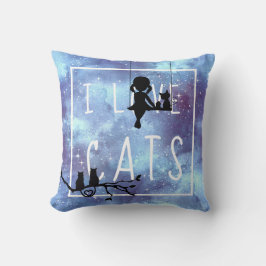 Coussin Aquarelle Galaxy Amoureux des chats fille