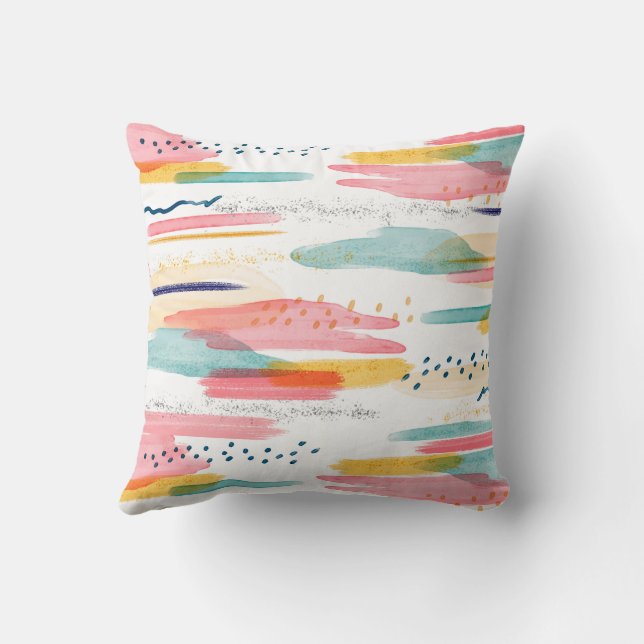 Coussin Aquarelle Géométrique abstrait minimal Soc moderne (Verso)