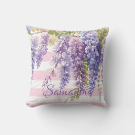 Coussin Aquarelle glyteria rose floral strié