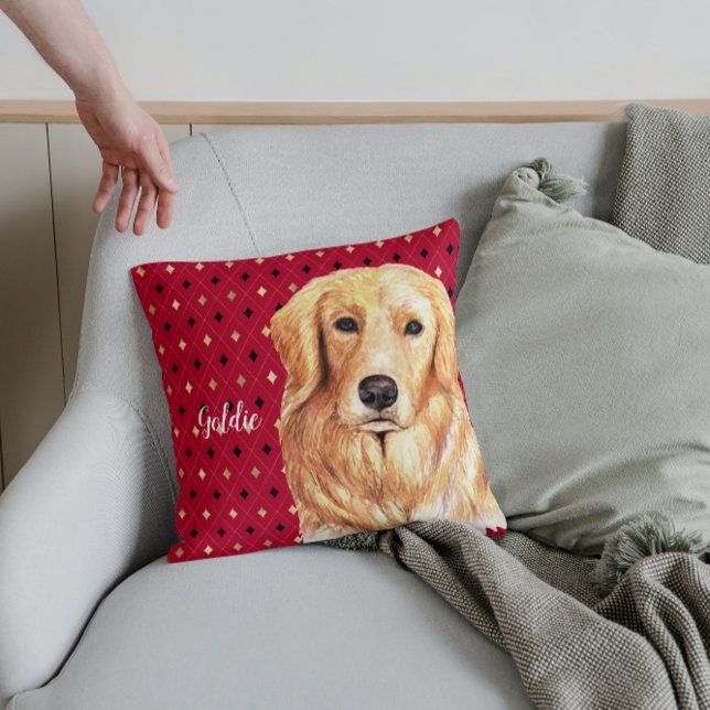 Coussin Aquarelle Golden Retriever personnalisée (Créateur téléchargé)