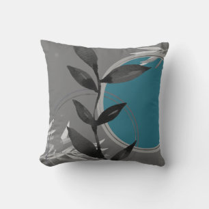 Coussin Aquarelle gris foncé et turquoise Design zen