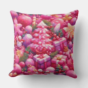 Coussin Aquarelle Hot rose Modes de Noël