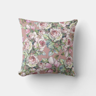 Coussin Aquarelle Jardin : Rose Tulip Elégance.