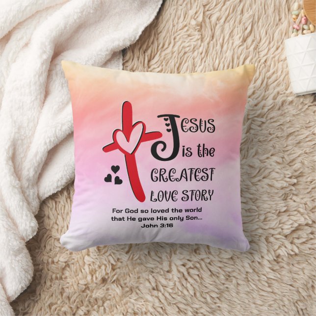 Coussin Aquarelle JÉSUS LA PLUS GRANDE HISTOIRE D'AMOUR Ch (Couverture)
