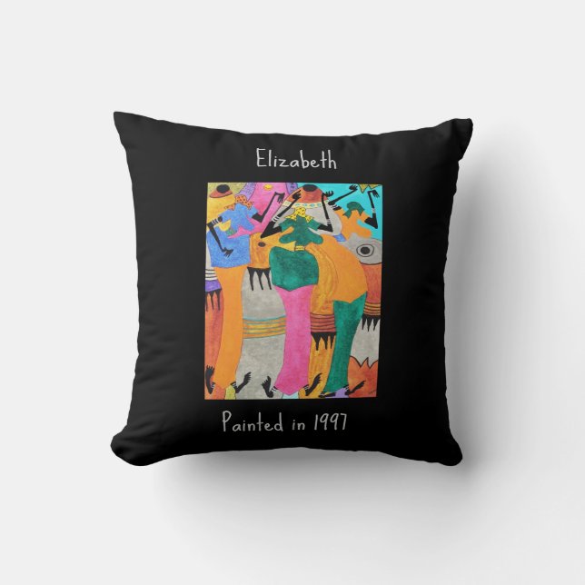 Coussin Aquarelle, Kenya African Art, Joy Dance (Recto)