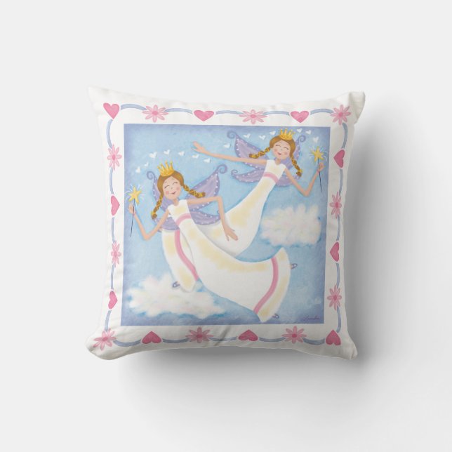 Coussin Aquarelle magique Fée Personnalisée Filles (Recto)
