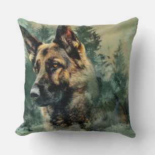 Coussin Aquarelle majestueuse berger allemande Jeter l'ore