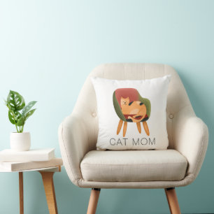 Coussin Aquarelle maman chat moderne