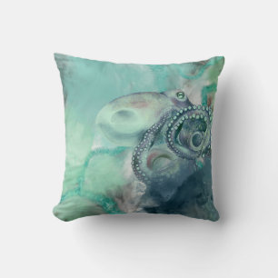 Coussin Aquarelle marine Aqua Ocean Octopus