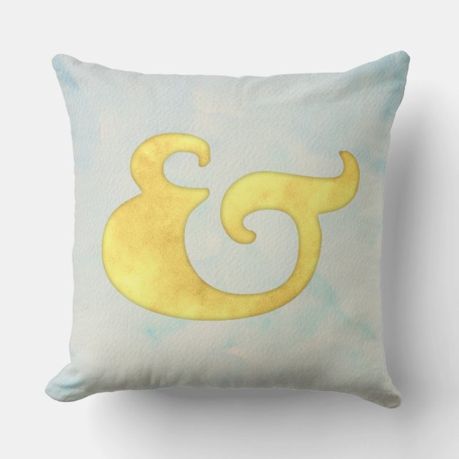 Coussin Aquarelle marine | Couleur jaune + ciel (Recto)