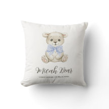 Aquarelle mignonne Bébé Ours Bleu Bow Nouveau-né C