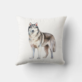 Coussin Aquarelle mignonne Chien sibérien Husky