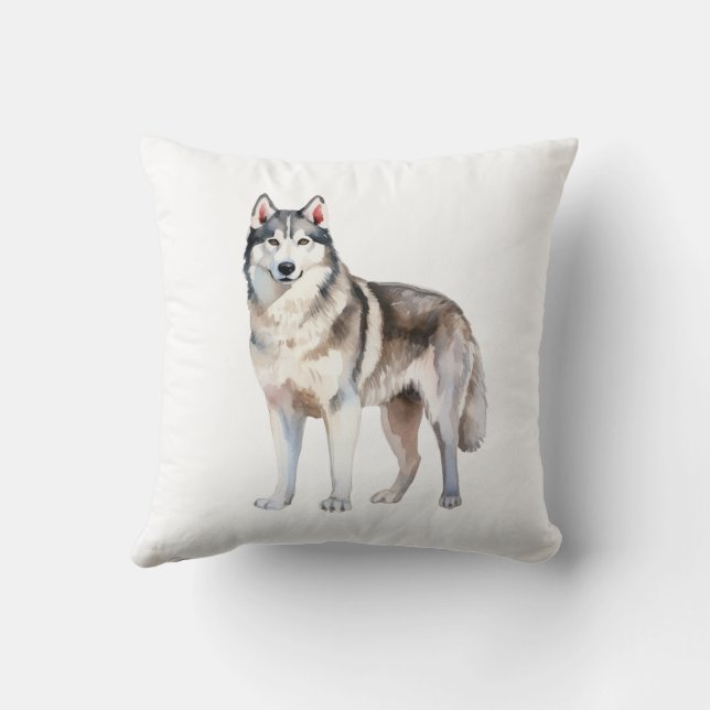 Coussin Aquarelle mignonne Chien sibérien Husky (Verso)