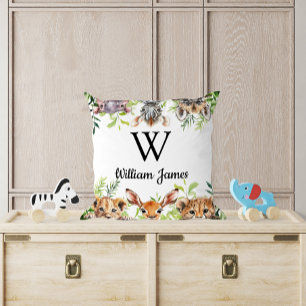Coussin Aquarelle mignonne Safari Animal Baby Nursery