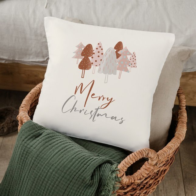 Coussin Aquarelle mignonne Script moderne Boho sapin de No (Créateur téléchargé)