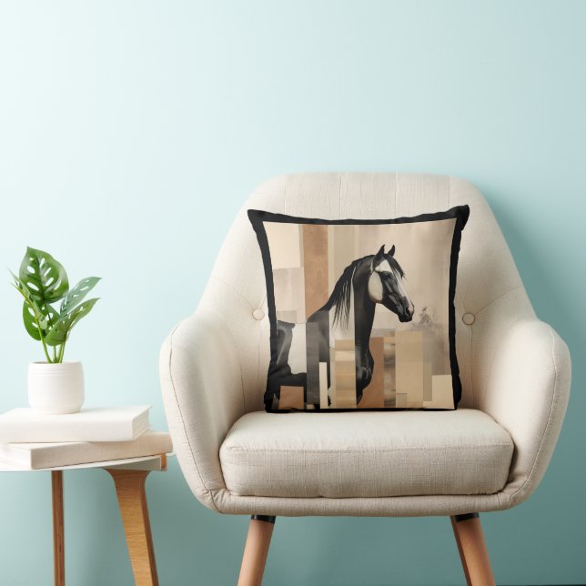 Coussin Aquarelle moderne Abstraite Terre Peinture Cheval (Chaise)