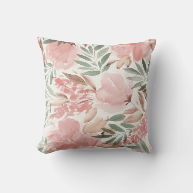 Coussin Aquarelle moderne adorable mignonne Fleurs floriss (Recto)