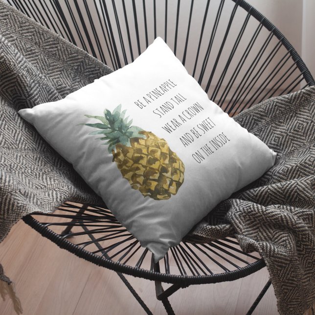 Coussin Aquarelle moderne ananas et citation amusante posi (Créateur téléchargé)