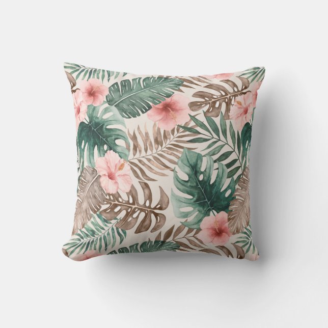 Coussin Aquarelle moderne Boho Tropical Botanique (Recto)