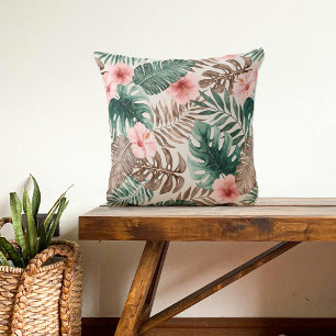 Coussin Aquarelle moderne Boho Tropical Floral