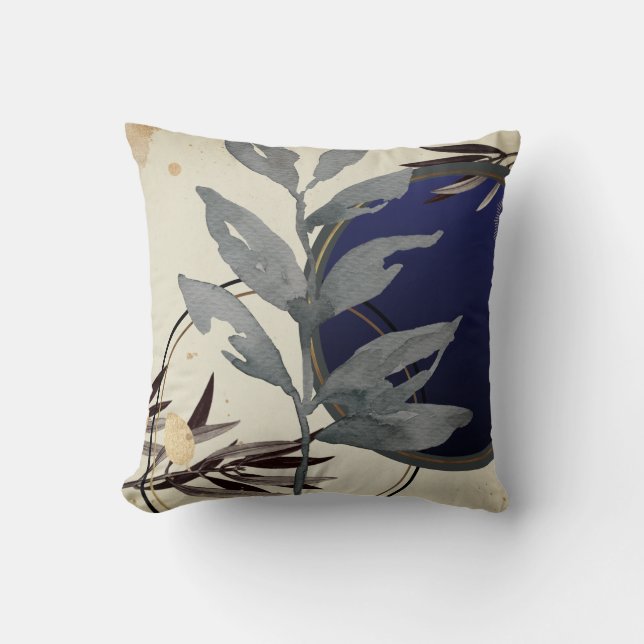 Coussin Aquarelle moderne Elégante or bleu marine (Recto)